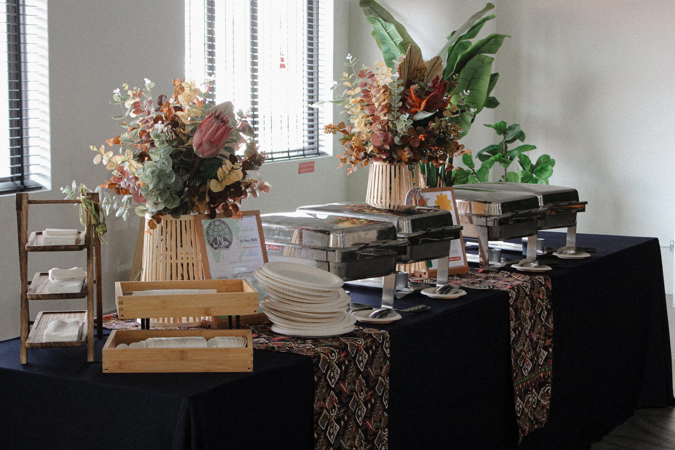 Festive office celebration buffet
