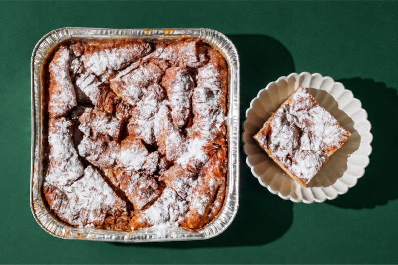 Baked Croissant Bread Pudding with Vanilla Custard