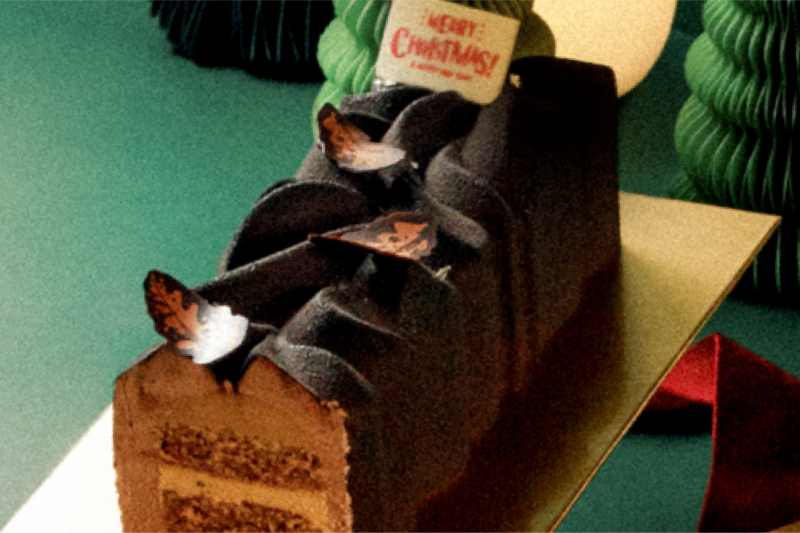Tropical Banana Chocolate Log Cake