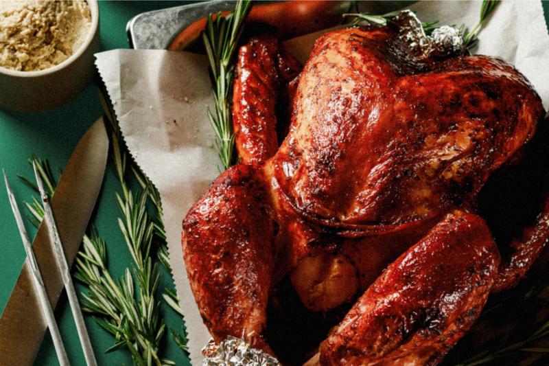 Whole Roast Turkey with Chestnut Stuffing and Cranberry Sauce