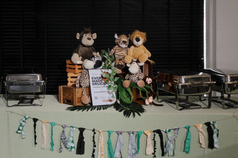 Wild Safari themed celebratory buffet setup