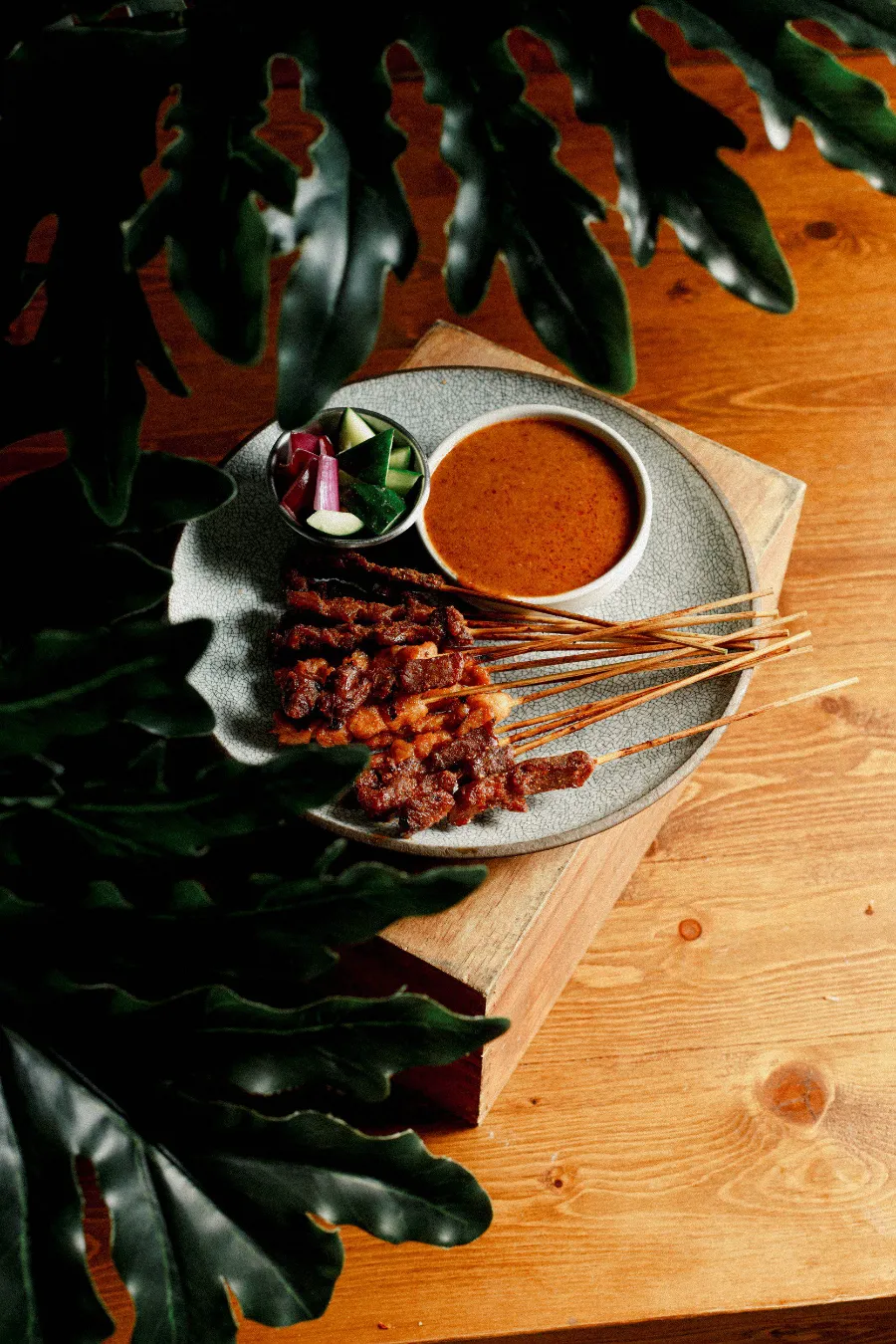 Satay skewers with peanut sauce for Hari Raya