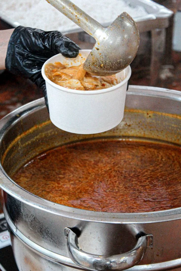 Laksa being served at a live station